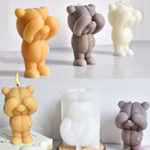 11,8 cm ursuleț silicon mucegai lumânări 3D distracție animale săpun tencuială rășină consumabile bricolaj ciocolată cub de gheață instrumente de coacere decor acasă