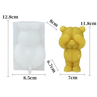 11,8 cm ursuleț silicon mucegai lumânări 3D distracție animale săpun tencuială rășină consumabile bricolaj ciocolată cub de gheață instrumente de coacere decor acasă