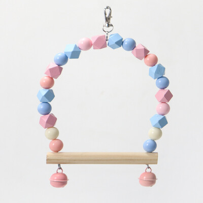 Φυσικοί ξύλινοι παπαγάλοι κούνια παπαγάλοι παπαγάλοι πουλιά Πολύχρωμες χάντρες Προμήθειες πουλιών Κουδούνια Παιχνίδια Πέρκα κρεμαστές κούνιες Κλουβί για κατοικίδια