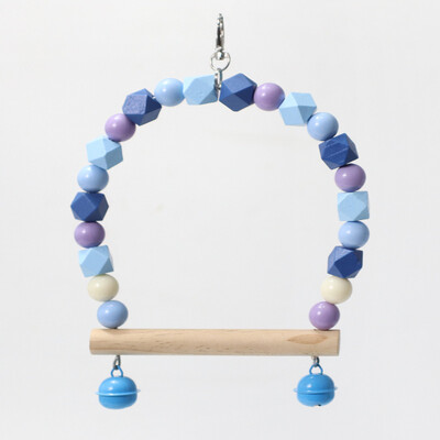 Φυσικοί ξύλινοι παπαγάλοι κούνια παπαγάλοι παπαγάλοι πουλιά Πολύχρωμες χάντρες Προμήθειες πουλιών Κουδούνια Παιχνίδια Πέρκα κρεμαστές κούνιες Κλουβί για κατοικίδια