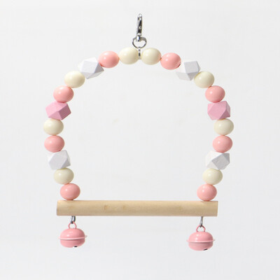 Φυσικοί ξύλινοι παπαγάλοι κούνια παπαγάλοι παπαγάλοι πουλιά Πολύχρωμες χάντρες Προμήθειες πουλιών Κουδούνια Παιχνίδια Πέρκα κρεμαστές κούνιες Κλουβί για κατοικίδια