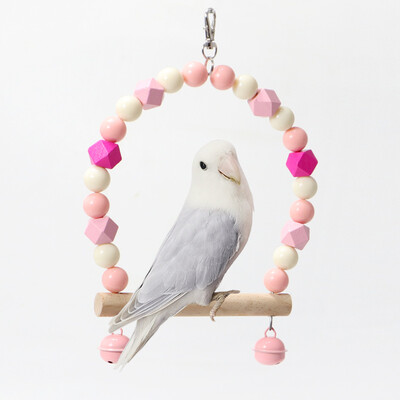 Φυσικοί ξύλινοι παπαγάλοι κούνια παπαγάλοι παπαγάλοι πουλιά Πολύχρωμες χάντρες Προμήθειες πουλιών Κουδούνια Παιχνίδια Πέρκα κρεμαστές κούνιες Κλουβί για κατοικίδια