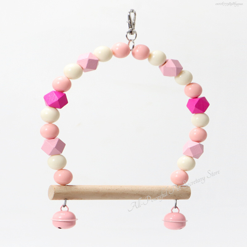 Φυσικοί ξύλινοι παπαγάλοι κούνια παπαγάλοι παπαγάλοι πουλιά Πολύχρωμες χάντρες Προμήθειες πουλιών Κουδούνια Παιχνίδια Πέρκα κρεμαστές κούνιες Κλουβί για κατοικίδια