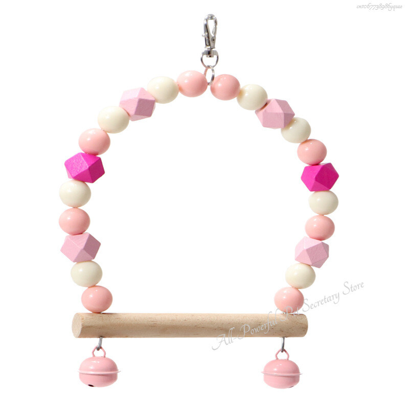 Φυσικοί ξύλινοι παπαγάλοι κούνια παπαγάλοι παπαγάλοι πουλιά Πολύχρωμες χάντρες Προμήθειες πουλιών Κουδούνια Παιχνίδια Πέρκα κρεμαστές κούνιες Κλουβί για κατοικίδια