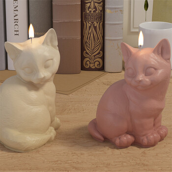 Χαριτωμένα καλούπια κεριών γάτας DIY 3D Animal Kitten Aromatherapy Γύψινος Σετ φόρμας σιλικόνης Χαλοουίν Διακόσμηση σπιτιού