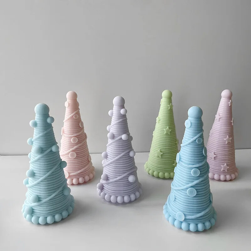 Novo 3D božićno drvce Silikonski kalup za svijeće DIY Pleteni gumbi Božićno drvce Rukotvorine Kalup za sapun od gipsane smole Party Blagdanski darovi