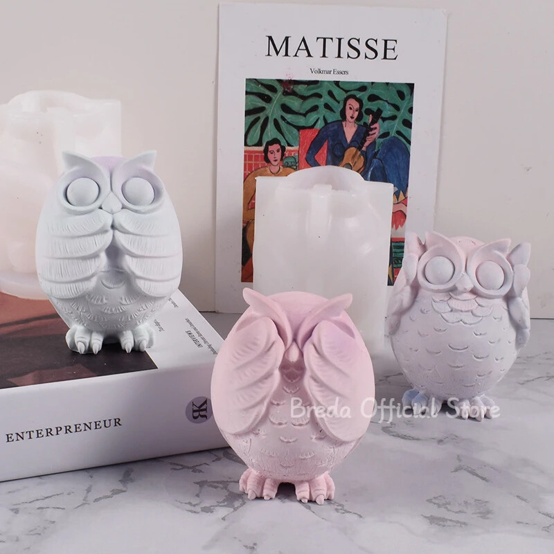 Nagy bagoly szilikon gyertyaforma 3D aranyos bagoly szappan gipsz állati kézművesség gyanta öntő forma barkácsolás csokoládé sütőeszközök otthoni alkotások