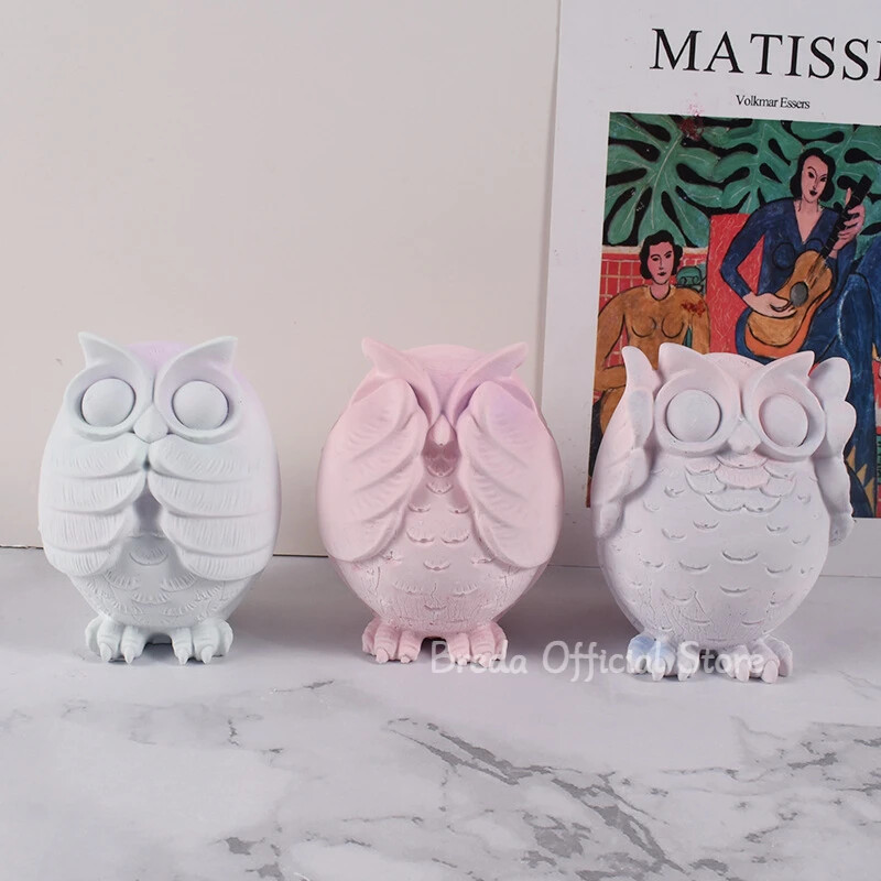 Nagy bagoly szilikon gyertyaforma 3D aranyos bagoly szappan gipsz állati kézművesség gyanta öntő forma barkácsolás csokoládé sütőeszközök otthoni alkotások