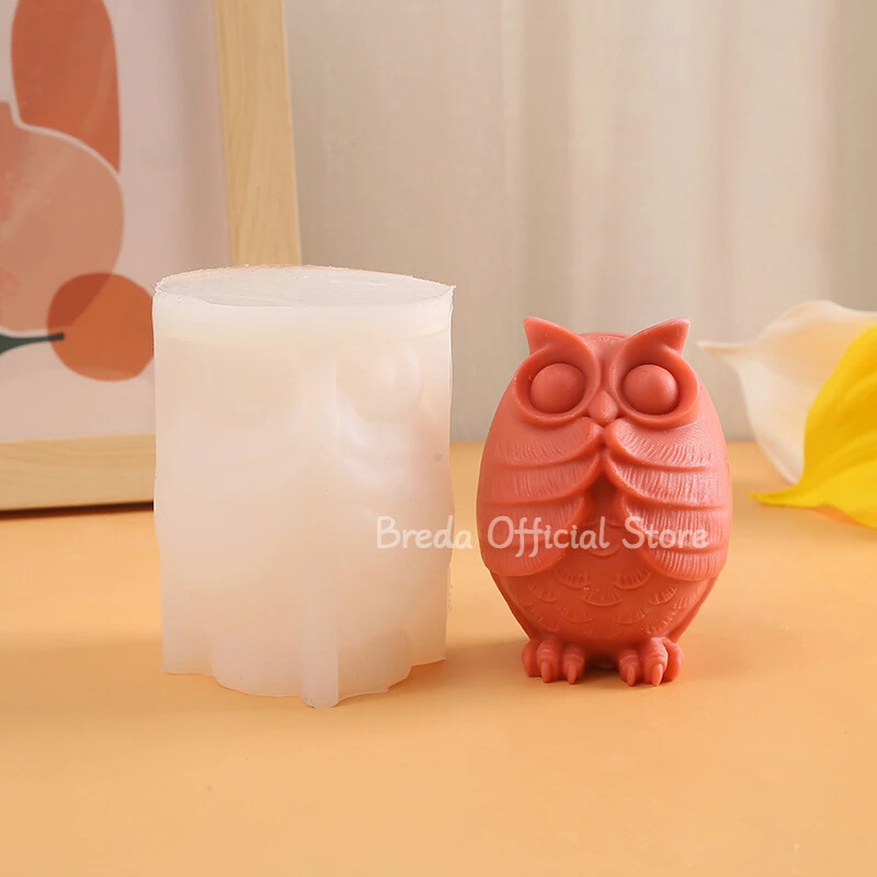 Nagy bagoly szilikon gyertyaforma 3D aranyos bagoly szappan gipsz állati kézművesség gyanta öntő forma barkácsolás csokoládé sütőeszközök otthoni alkotások