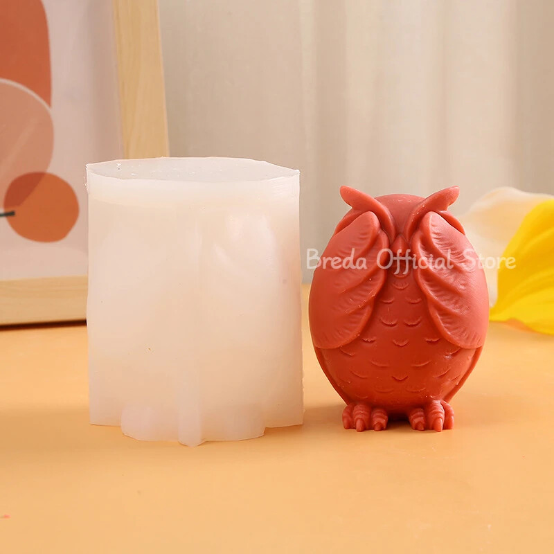 Nagy bagoly szilikon gyertyaforma 3D aranyos bagoly szappan gipsz állati kézművesség gyanta öntő forma barkácsolás csokoládé sütőeszközök otthoni alkotások