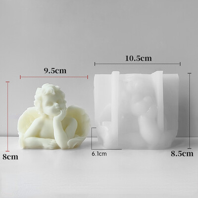 Τρισδιάστατο μεγάλο καλούπι κεριού αγγέλου σιλικόνης Χαριτωμένα φτερά Γλυπτό μωρού Γλυπτό από ρητίνη Γύψο τέχνης Εργαλείο κατασκευής σαπουνιού DIY Κιτ φόρμας ψησίματος για παγάκια