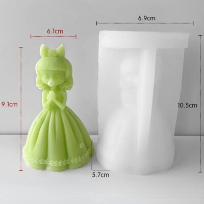 Bubble Blowing Girl Καλούπι κεριού σιλικόνης 3D Προσευχή Πριγκίπισσας Πορτρέτο Ρητίνης γύψινο σαπούνι Κιτ κατασκευής DIY Εργαλείο παγοκύβου Διακόσμηση σπιτιού