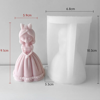 Bubble Blowing Girl Καλούπι κεριού σιλικόνης 3D Προσευχή Πριγκίπισσας Πορτρέτο Ρητίνης γύψινο σαπούνι Κιτ κατασκευής DIY Εργαλείο παγοκύβου Διακόσμηση σπιτιού