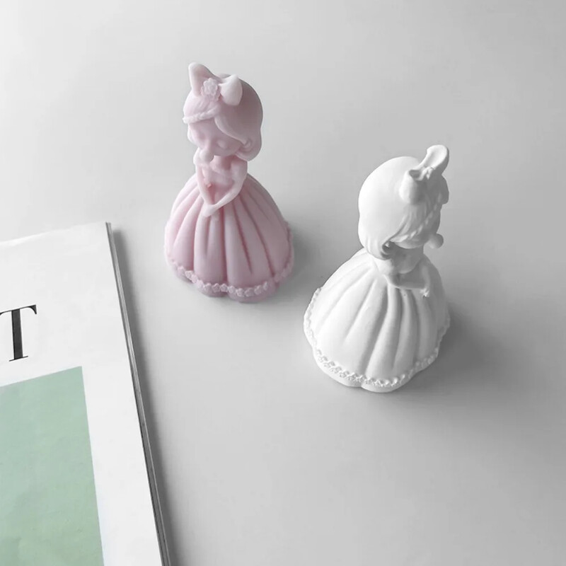 Bubble Blowing Girl Καλούπι κεριού σιλικόνης 3D Προσευχή Πριγκίπισσας Πορτρέτο Ρητίνης γύψινο σαπούνι Κιτ κατασκευής DIY Εργαλείο παγοκύβου Διακόσμηση σπιτιού