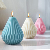 Μεγάλο 3D κερί σε σχήμα αχλαδιού Καλούπι σιλικόνης Γεωμετρικές ρίγες Spherical Crafts Σαπούνι γύψου Εποξειδική ρητίνη κατασκευής καλουπιών Κιτ διακόσμησης σπιτιού