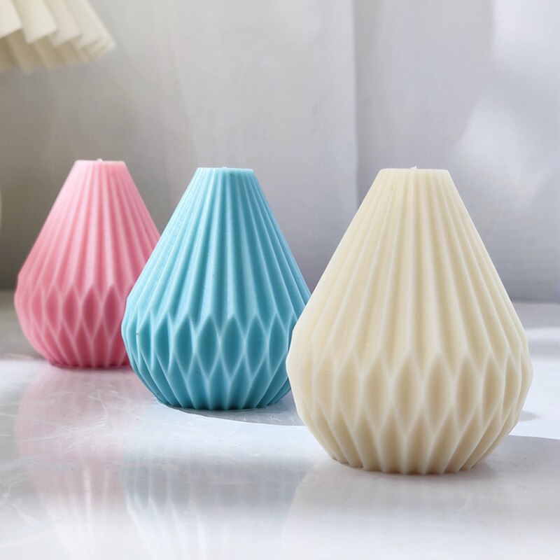 Μεγάλο 3D κερί σε σχήμα αχλαδιού Καλούπι σιλικόνης Γεωμετρικές ρίγες Spherical Crafts Σαπούνι γύψου Εποξειδική ρητίνη κατασκευής καλουπιών Κιτ διακόσμησης σπιτιού