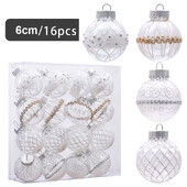 16τμχ Λευκόχρυσο Χριστουγεννιάτικο Διακοσμητικό Μπάλας 6cm Μπιχλιμπίδια Κρεμαστά στολίδια Χριστουγεννιάτικο Δέντρο Κρεμαστό για Navidad Noel Weihnachten