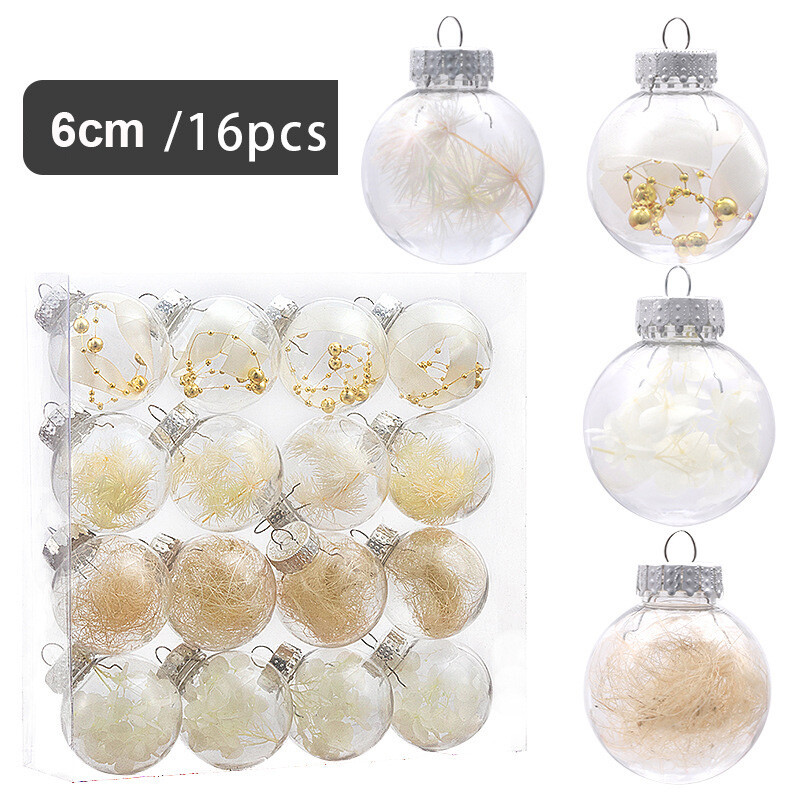 16τμχ Λευκόχρυσο Χριστουγεννιάτικο Διακοσμητικό Μπάλας 6cm Μπιχλιμπίδια Κρεμαστά στολίδια Χριστουγεννιάτικο Δέντρο Κρεμαστό για Navidad Noel Weihnachten