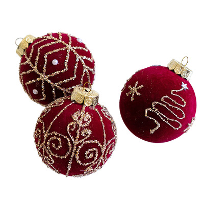 8cm vīna sarkanā samta Ziemassvētku eglīšu bumbas mājām Ziemassvētku kāzu ballītes dekorēšanai Ziemassvētku rotājumi Ziemassvētku eglīšu rotājumi