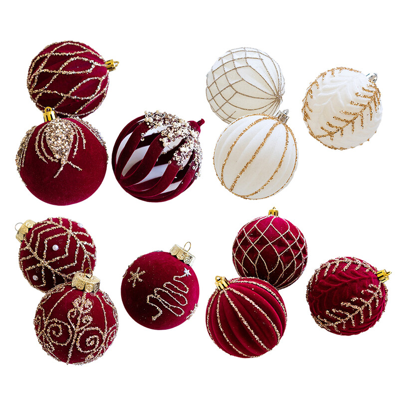 8cm vīna sarkanā samta Ziemassvētku eglīšu bumbas mājām Ziemassvētku kāzu ballītes dekorēšanai Ziemassvētku rotājumi Ziemassvētku eglīšu rotājumi