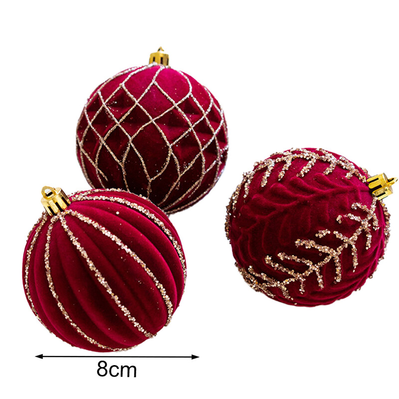 8cm vīna sarkanā samta Ziemassvētku eglīšu bumbas mājām Ziemassvētku kāzu ballītes dekorēšanai Ziemassvētku rotājumi Ziemassvētku eglīšu rotājumi