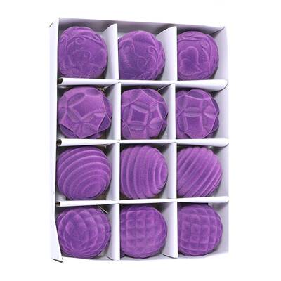 Χριστουγεννιάτικα Βελούδινα Στολίδια Μπάλας Κρεμαστά Χριστουγεννιάτικα στολίδια για τις γιορτές, Διακόσμηση Χριστουγεννιάτικου Δέντρου 12ΤΜ 6CM