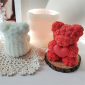 3D χαριτωμένο κερί αρκουδάκι Καλούπι σιλικόνης DIY Holds Love Bear σαπούνι γύψο ρητίνη κατασκευής Διακόσμηση γάμου Χειροτεχνία σπιτιού Δώρα