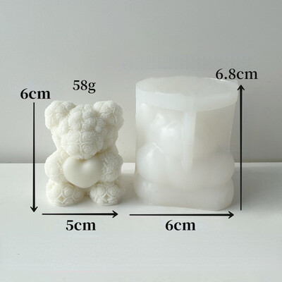 3D χαριτωμένο κερί αρκουδάκι Καλούπι σιλικόνης DIY Holds Love Bear σαπούνι γύψο ρητίνη κατασκευής Διακόσμηση γάμου Χειροτεχνία σπιτιού Δώρα