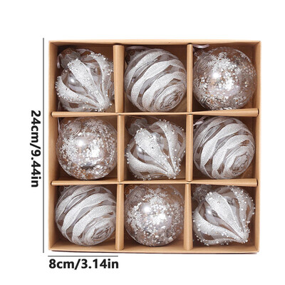 9 buc. bile de Crăciun Șampanie rafinată din aur trandafir Minge decorativă pentru brad de Crăciun ornament pentru agățat de sărbători de Crăciun Decor pentru petreceri