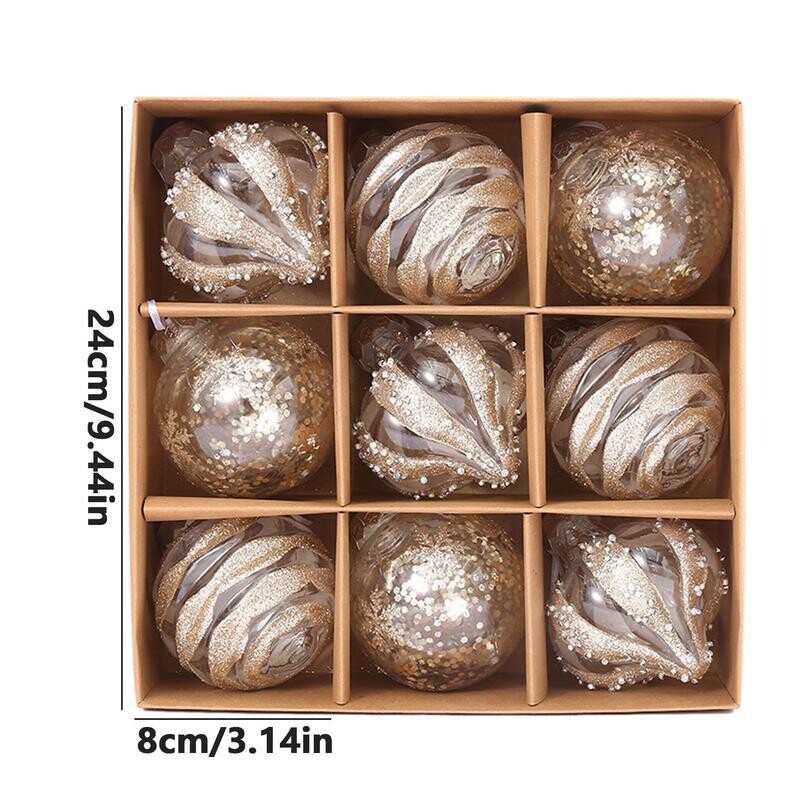 9 buc. bile de Crăciun Șampanie rafinată din aur trandafir Minge decorativă pentru brad de Crăciun ornament pentru agățat de sărbători de Crăciun Decor pentru petreceri