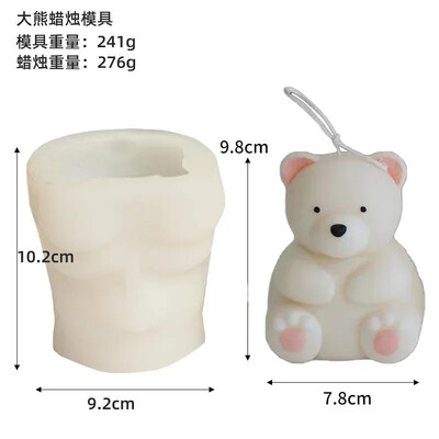 Mucegai din silicon pentru lumânare urs 3D mare, kit de fabricare a lumânărilor, săpun lucrat manual, ipsos, rășină, argilă, lumânare, cadou pentru decorarea casei