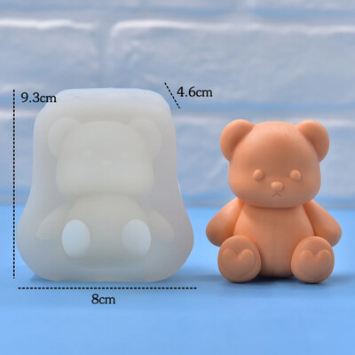 Liels sēdošs lācis Silikona sveču veidne 3D karikatūra Lāča sveķu amatniecība Ģipša ziepju veidne DIY roku darbs mājas dekorēšanai ballīšu dāvanas