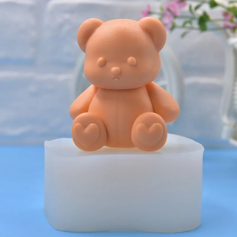 Liels sēdošs lācis Silikona sveču veidne 3D karikatūra Lāča sveķu amatniecība Ģipša ziepju veidne DIY roku darbs mājas dekorēšanai ballīšu dāvanas