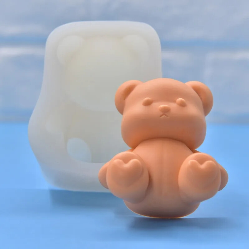 Liels sēdošs lācis Silikona sveču veidne 3D karikatūra Lāča sveķu amatniecība Ģipša ziepju veidne DIY roku darbs mājas dekorēšanai ballīšu dāvanas