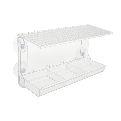 Caurspīdīgas loga putnu barotavas brīvā dabā — uzlabota sūkšanas rokturis, savvaļas putnu vērošana kaķiem, putnu mājas barotava