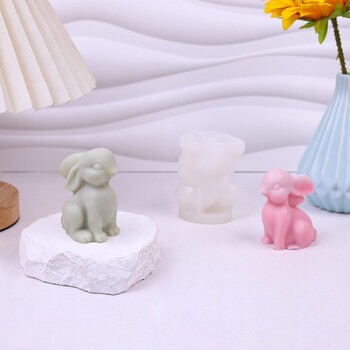 Smile Rabbit Mold Silicone Candle Mould 3D Cute Animal Soap Plaster Resin Cast Mold Χειροποίητα χειροποίητα DIY δώρο