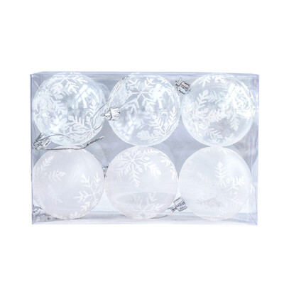 Minge de Crăciun Glob de zăpadă Bolus Decorație agățată Sfera 6 buc. Cu cutie strălucitoare Strălucitoare Pentru cadouri Elegant pictat