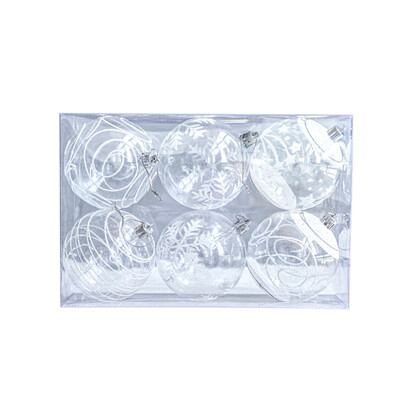 Minge de Crăciun Glob de zăpadă Bolus Decorație agățată Sfera 6 buc. Cu cutie strălucitoare Strălucitoare Pentru cadouri Elegant pictat