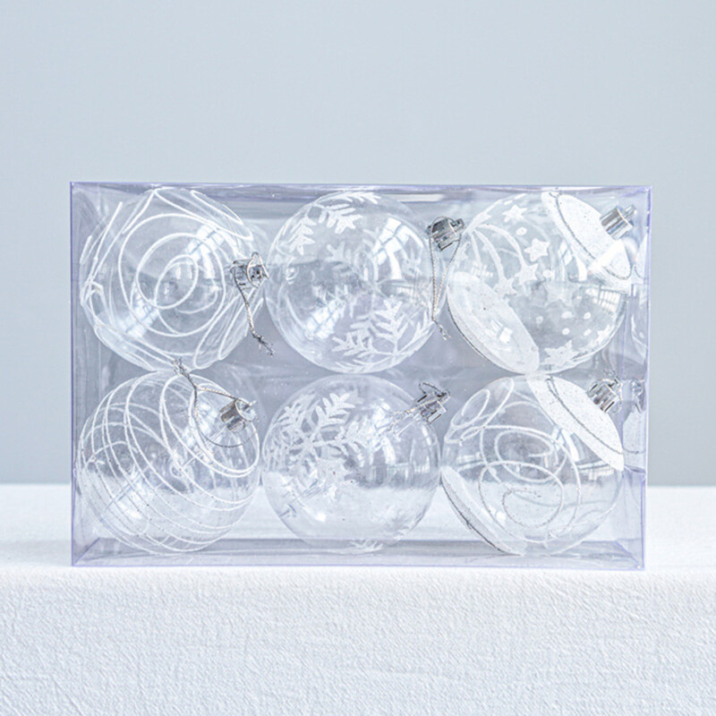 Minge de Crăciun Glob de zăpadă Bolus Decorație agățată Sfera 6 buc. Cu cutie strălucitoare Strălucitoare Pentru cadouri Elegant pictat