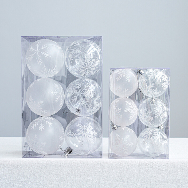 Minge de Crăciun Glob de zăpadă Bolus Decorație agățată Sfera 6 buc. Cu cutie strălucitoare Strălucitoare Pentru cadouri Elegant pictat