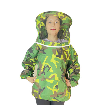 1GB Biškopja maskēšanās auduma aizsardzības kapuce plīvurs mētelis jaka ar garām piedurknēm cimdi pret sakodieniem biškopības bišu rīku piederumi