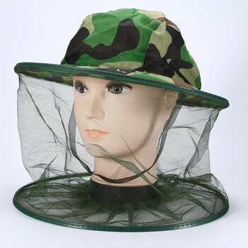 Camo Beekeeping Hat Head Protection Veil Mask Καπέλο Bee Bug Εντόμων κατά των κουνουπιών Δίχτυ κεφαλής ασφαλείας για την πρόληψη