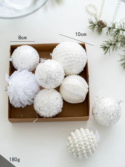 6/8cm Spumă Albă Ornamente Mingi de Crăciun Pom de Crăciun Decor pentru petreceri Anul Nou Pandantiv Sfere de Crăciun