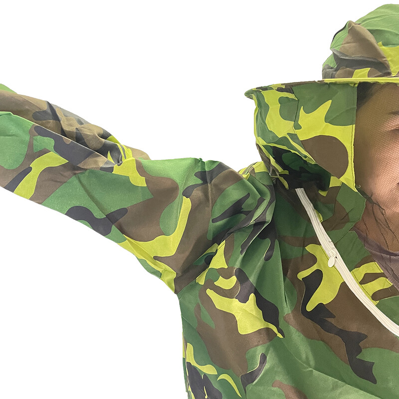 1GB Biškopības aizsargauduma mētelis, kas aizsargā maskēšanos, brīva izmēra biškopja ventilējama biškopja plīvura kapuci bišu ferma