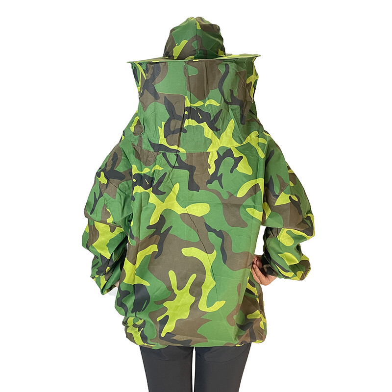 1GB Biškopības aizsargauduma mētelis, kas aizsargā maskēšanos, brīva izmēra biškopja ventilējama biškopja plīvura kapuci bišu ferma