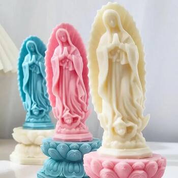 14,9cm Καλούπι σιλικόνης Virgin Mary 3d Virgin Statue Γύψινο κερί ρητίνης Εργαλείο κατασκευής Diy Σαπουνιού Καλούπια Πήλινο Δώρο Διακόσμηση σπιτιού