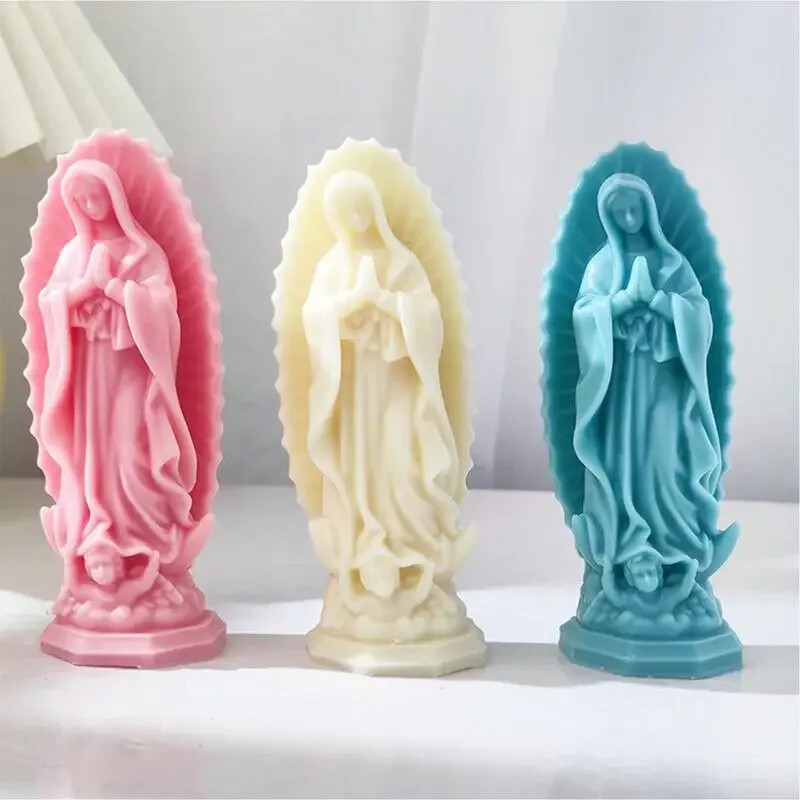 14,9 cm Fecioara Maria Mucegai din Silicon 3d Statuie Fecioara Gips Rașină Lumânări Instrument Diy Săpun Lut Matrite Decorat Casa Cadou