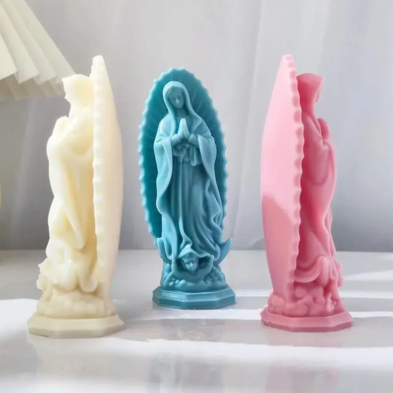 14,9 cm Fecioara Maria Mucegai din Silicon 3d Statuie Fecioara Gips Rașină Lumânări Instrument Diy Săpun Lut Matrite Decorat Casa Cadou