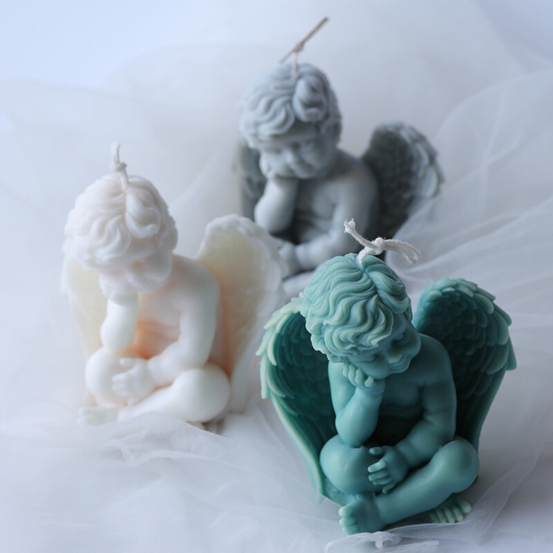 Nagy méretű 3D angyal szilikon gyertyaforma barkácsolás kézzel készített kézműves epoxigyanta gipsz aromaterápia forma készítés fondant torta eszközök