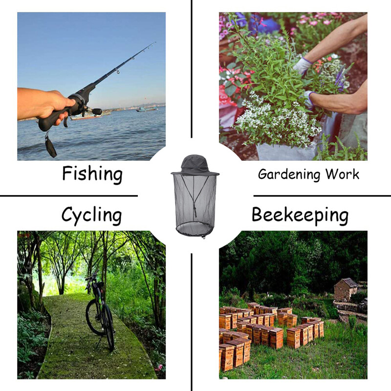 Vīriešu makšķerēšanas cepure Pret bišu kukaiņu pret moskītu tīkls Pretkukaiņu cepure Tīkla makšķerēšanas cepure āra cepure ar saules pārsegu